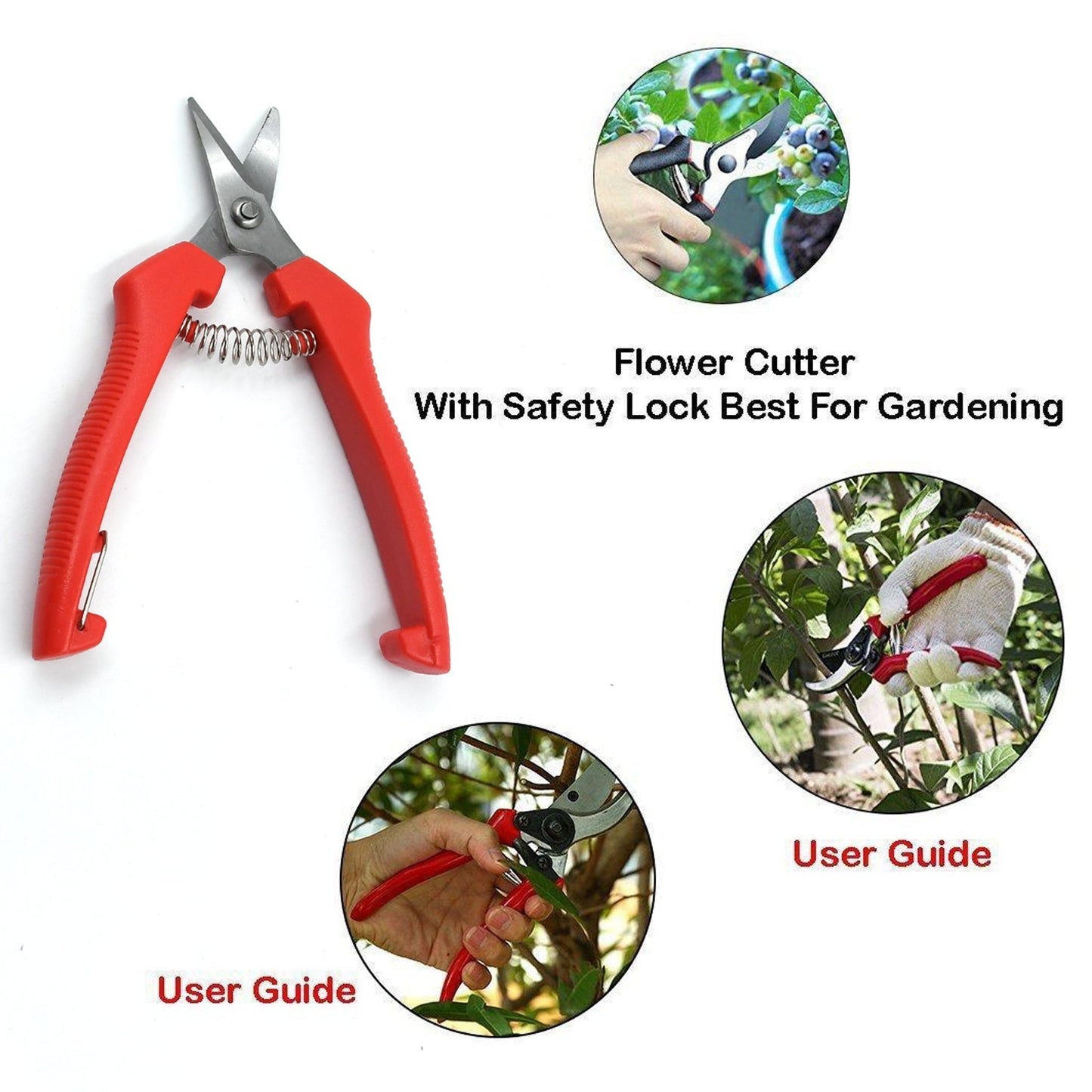 9135 Heavy Duty Stainless Steel Cutter, Non‑slip Trimming Scissors Durable Not Easy To Wear for Gardening Pruning Of Fruit Trees Flowers and Plants (With Plastic Packing)