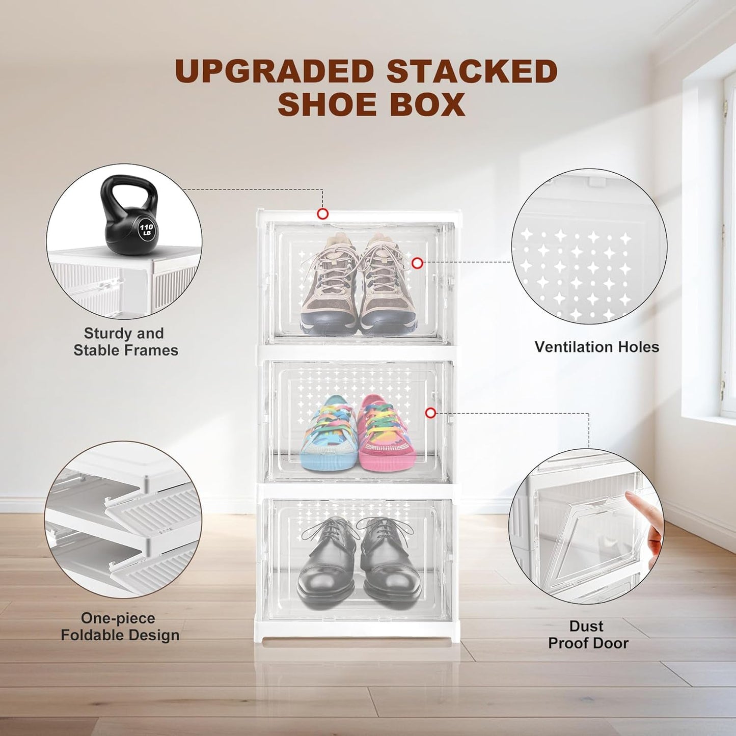 Stackable Multifunctional Storage, for Clothes Foldable Drawer Shelf Basket Utility Cart Rack Storage Organizer Cart for Kitchen, Pantry Closet, Bedroom, Bathroom, Laundry (2, 3, 4, 5, 6 / Layer 1 Pc)