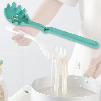 8537 Premium XL Silicone Pasta Fork, High Heat Resistant to 600Ã‚°F, Hygienic One Piece Design, Spaghetti Strainer & Server Spoon