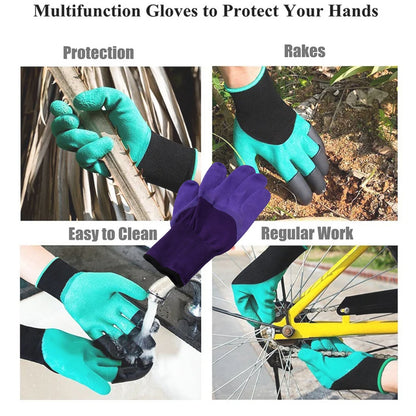 Garden Farming Gloves With Hand Fingertips & Plastic Claws (1 Pair)