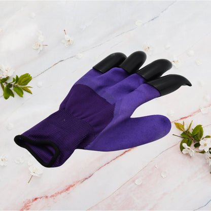 Garden Farming Gloves With Hand Fingertips & Plastic Claws (1 Pair)