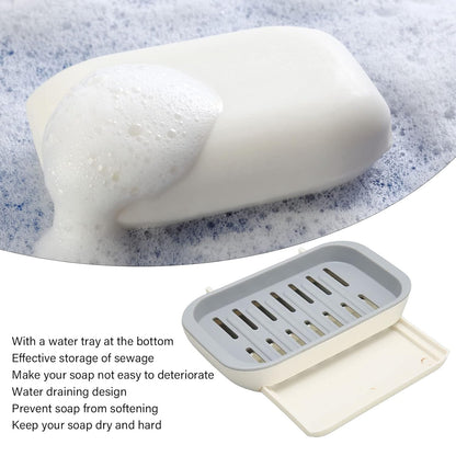 8422 Bathroom Soap Holder, Soap Dish Container, Soap Case for Water Draining, Soap Holder Tray with Adhesive Sticker