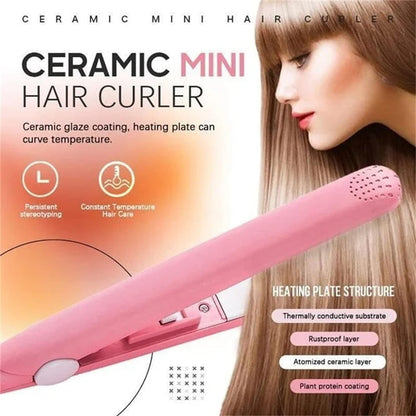 Beauty and Personal Care Professional Ceramic Plate Mini Hair Styler Straightener and Curler