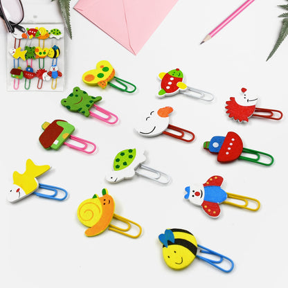 8876 Multifunction Cartoon Paper Clips, Durable & Rustproof, Colored Paper Clips for Paperwork, DIY Work, classify Documents, Bookmark, Snacks Bag Clips, Suitable for Home, School, Office (12 Pcs Set)