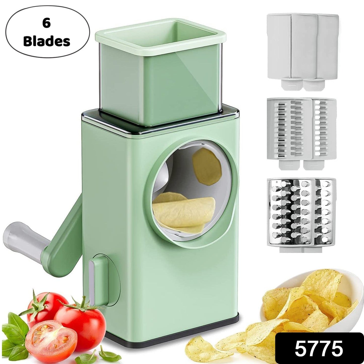 Stainless Steel Vegetable Chopper with 6 Blades - Kitchen Mandoline Slicer