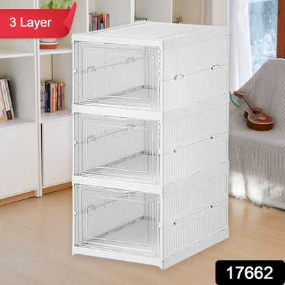 Stackable Multifunctional Storage, for Clothes Foldable Drawer Shelf Basket Utility Cart Rack Storage Organizer Cart for Kitchen, Pantry Closet, Bedroom, Bathroom, Laundry (2, 3, 4, 5, 6 / Layer 1 Pc)