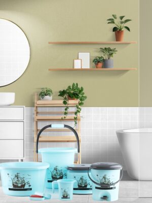8701 Plastic Bathroom Accessories Set 6 pcs Bath Set Bathroom Bucket with Dustbin Mug, Stool, Soap Case,Tub 