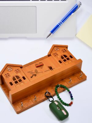 9125 6 Hooks House Design Wooden Keys Stand for Entryway, Kitchen, Office, Mudroom Wall, Mount Decorative Keys Organizer Key Holder. 