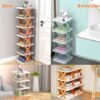 9054 6 Layer Shoe Rack Design Lightweight Adjustable Plastic Foldable Shoe Cabinet Storage Portable Folding Space Saving Shoe Organizer Home and Office 