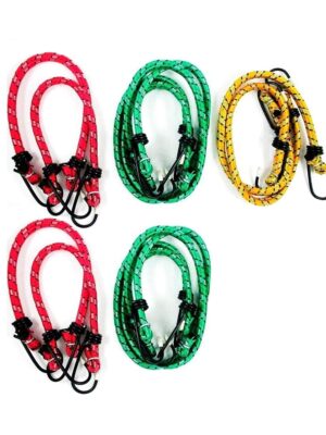 9093 High strength elastic bungee, knee cord cables, luggage tying rope with hooks. (set of 5pc with 1Meter length) 