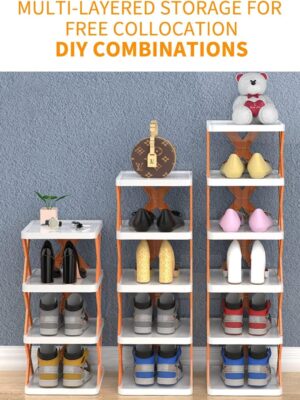 9054 6 Layer Shoe Rack Design Lightweight Adjustable Plastic Foldable Shoe Cabinet Storage Portable Folding Space Saving Shoe Organizer Home and Office 