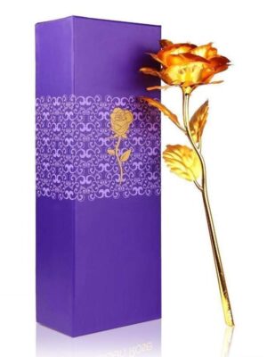 879 24K Artificial Golden Rose/Gold Red Rose with Gift Box (10 inches) 