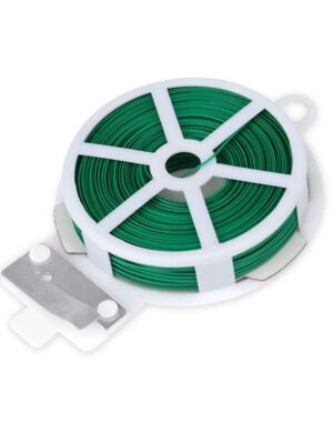 873 Plastic Twist Tie Wire Spool With Cutter For Garden Yard Plant 50m (Green) 