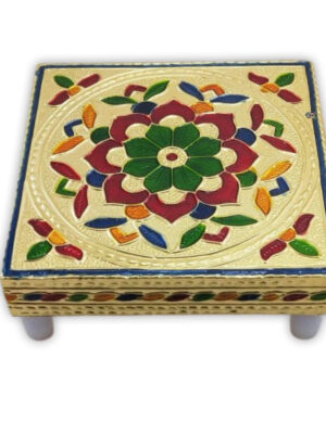 2122 Multipurpose Traditional Decorative Design Wooden Chowki/Bajot 