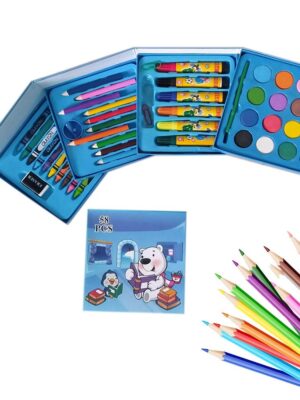 858 Plastic Art Colour Set 58 pcs with Color Pencil, Crayons, Oil Pastel and Sketch Pens 