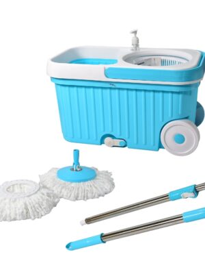 8712 Sporty Plastic Spin Mop with Bigger Wheels and Plastic Auto Fold Handle for 360 Degree Cleaning. 