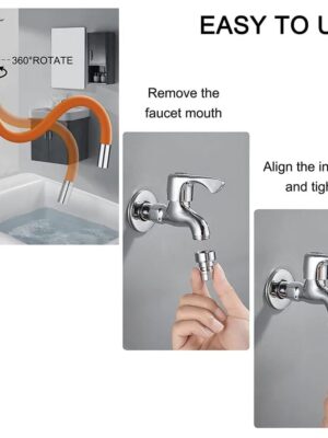 9087 Flexible Water Tap Extender, Universal Foaming Extension Tube with Connector, 360 Free Bending Faucet Extender, Adjustable Sink Drain Extension (18cm) 
