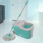 8703 Spin Mop with Bigger Wheels and Plastic Auto Fold Handle for 360 Degree Cleaning 